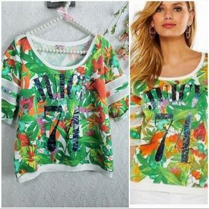 Juicy Couture Tropical Floral Print Short-Sleeve Sweatshirt XS